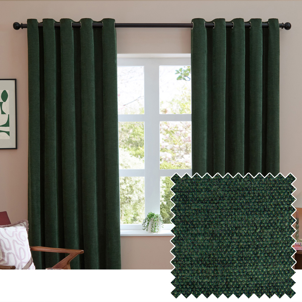 Furn Bottle Soft Chenille Blackout Eyelet Curtains 168 x 229cm Image 6