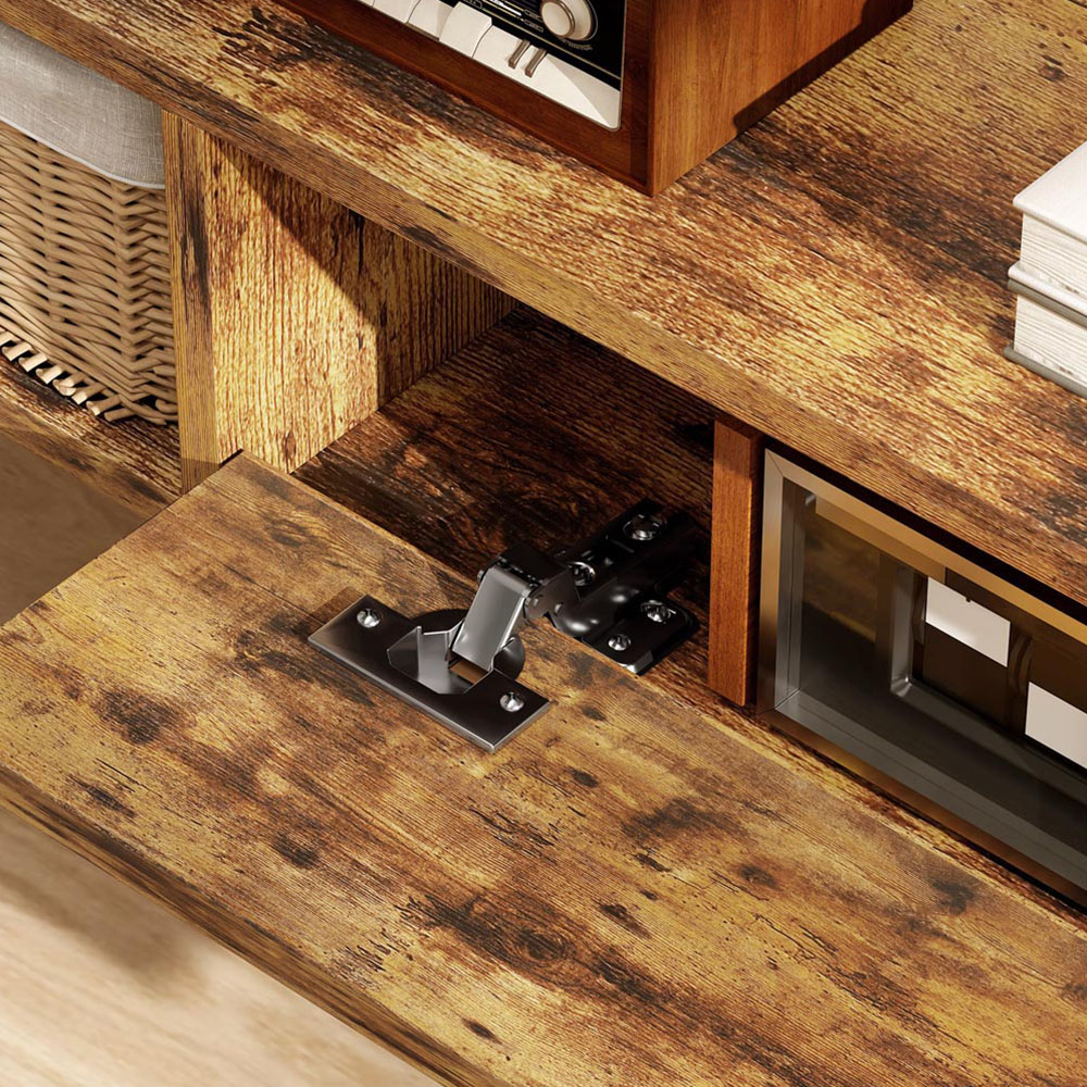 Portland 120cm Single Door 2 Shelf Rustic Brown Floating TV Unit Image 3