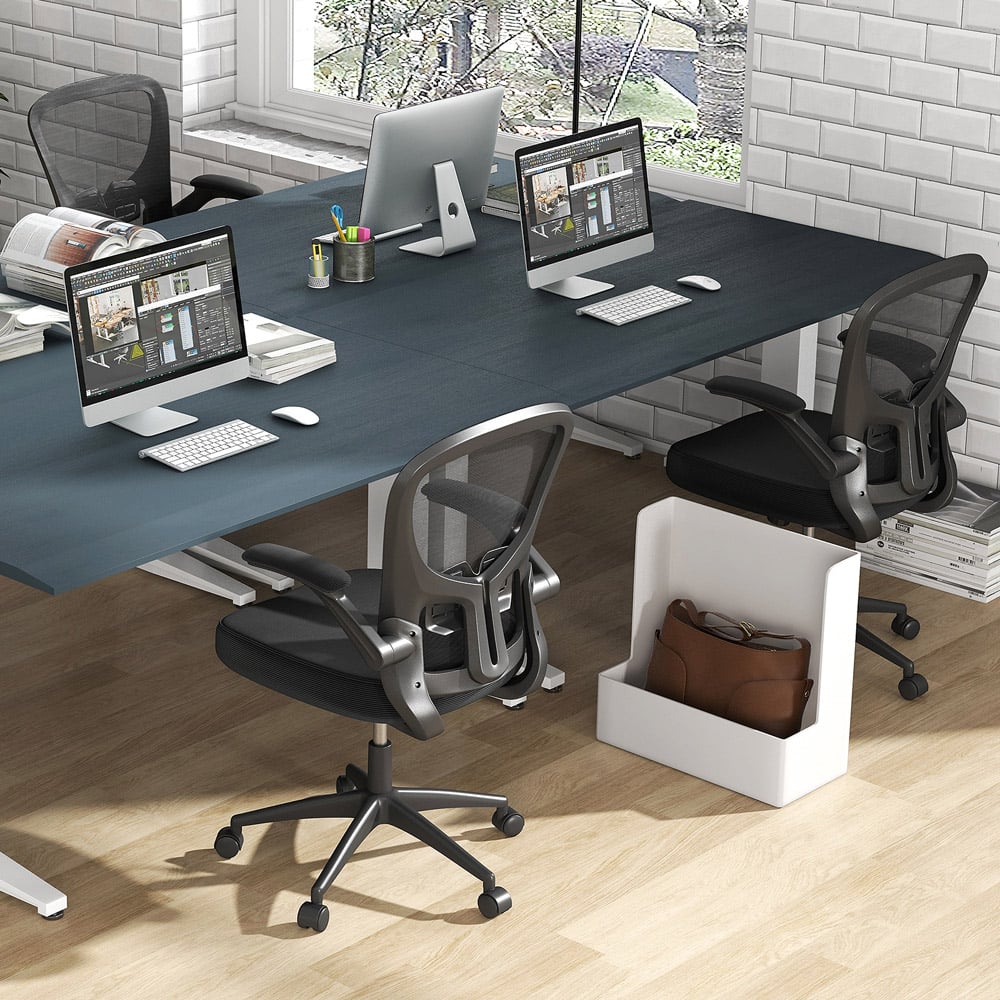 Costway Black Ergonomic Swivel Office Chair with Flip Up Armrests Image 5