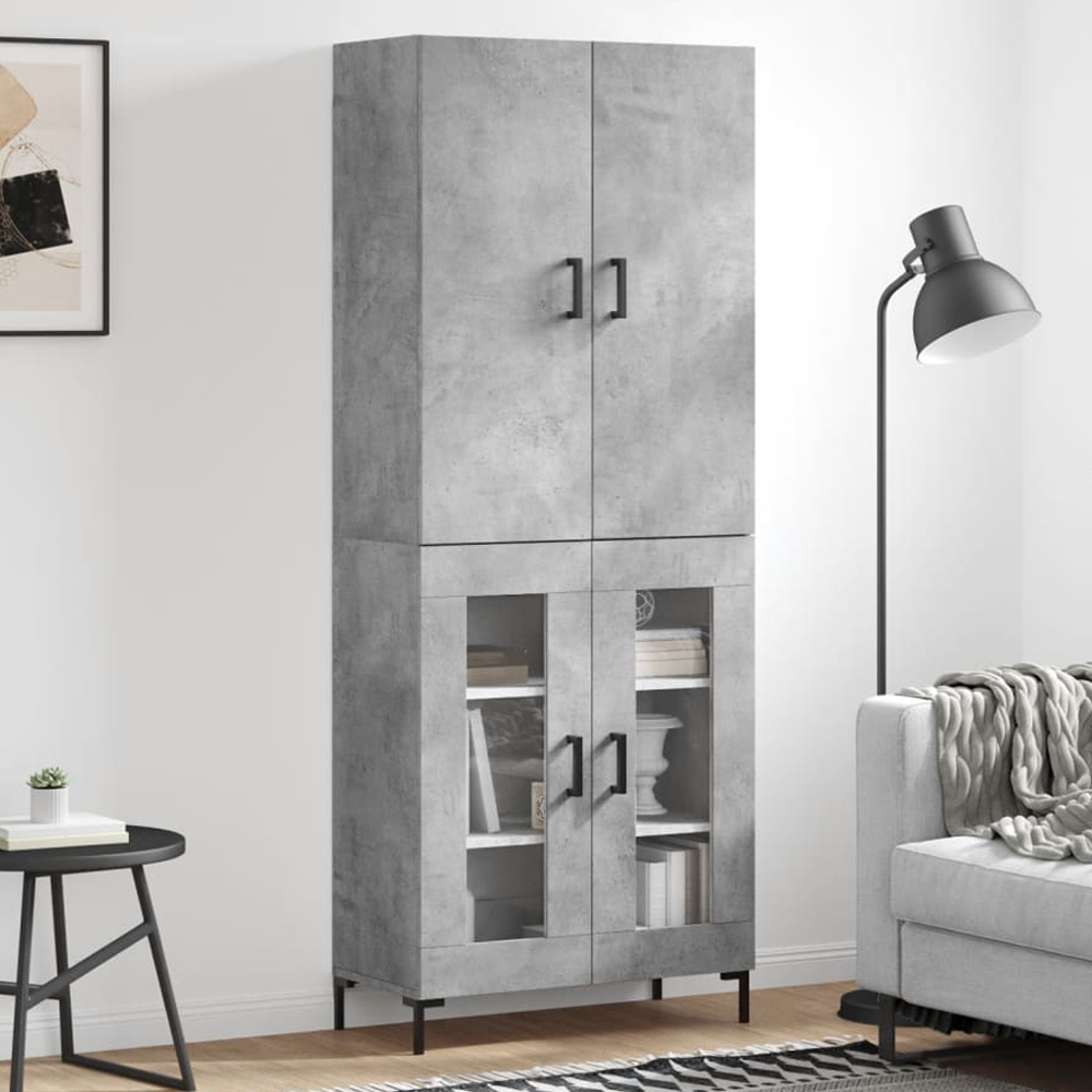 vidaXL 4 Door Concrete Grey Highboard Image 1
