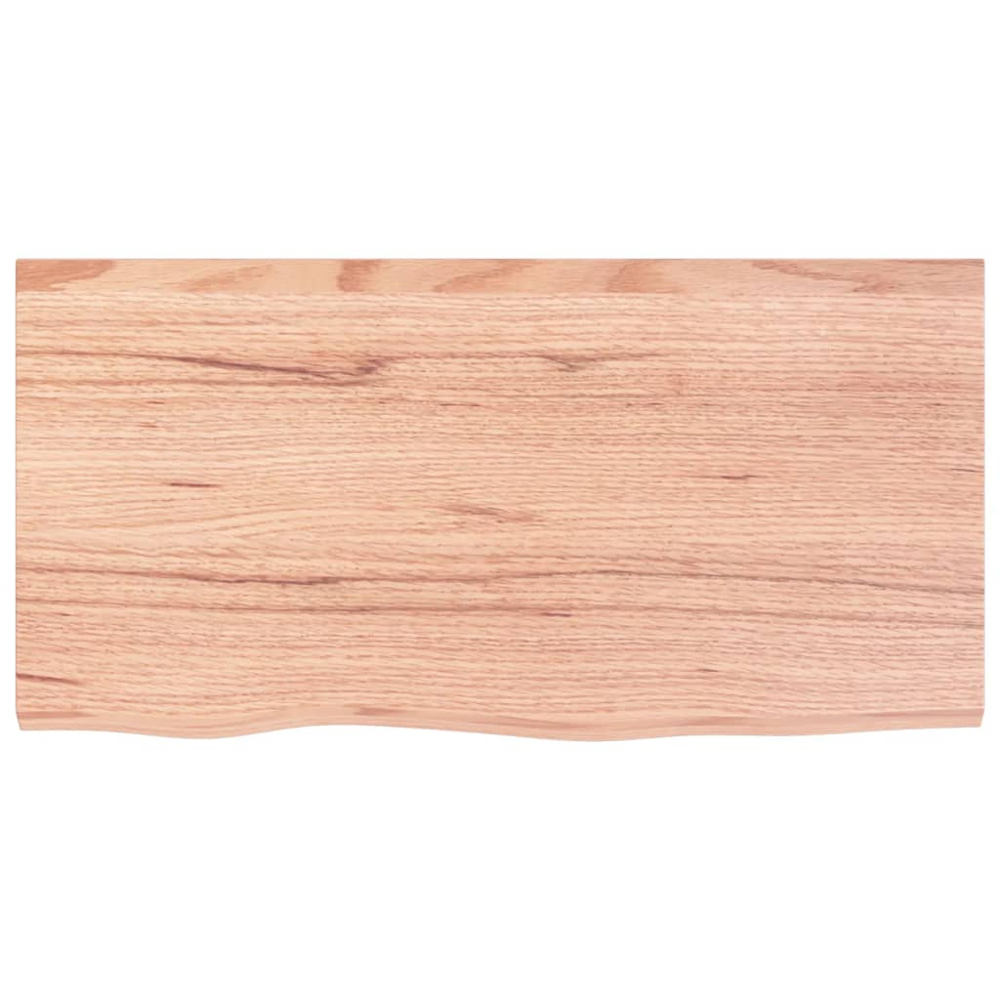 vidaXL 80cm Light Brown Treated Solid Oak Wood Floating Wall Shelf Image 3