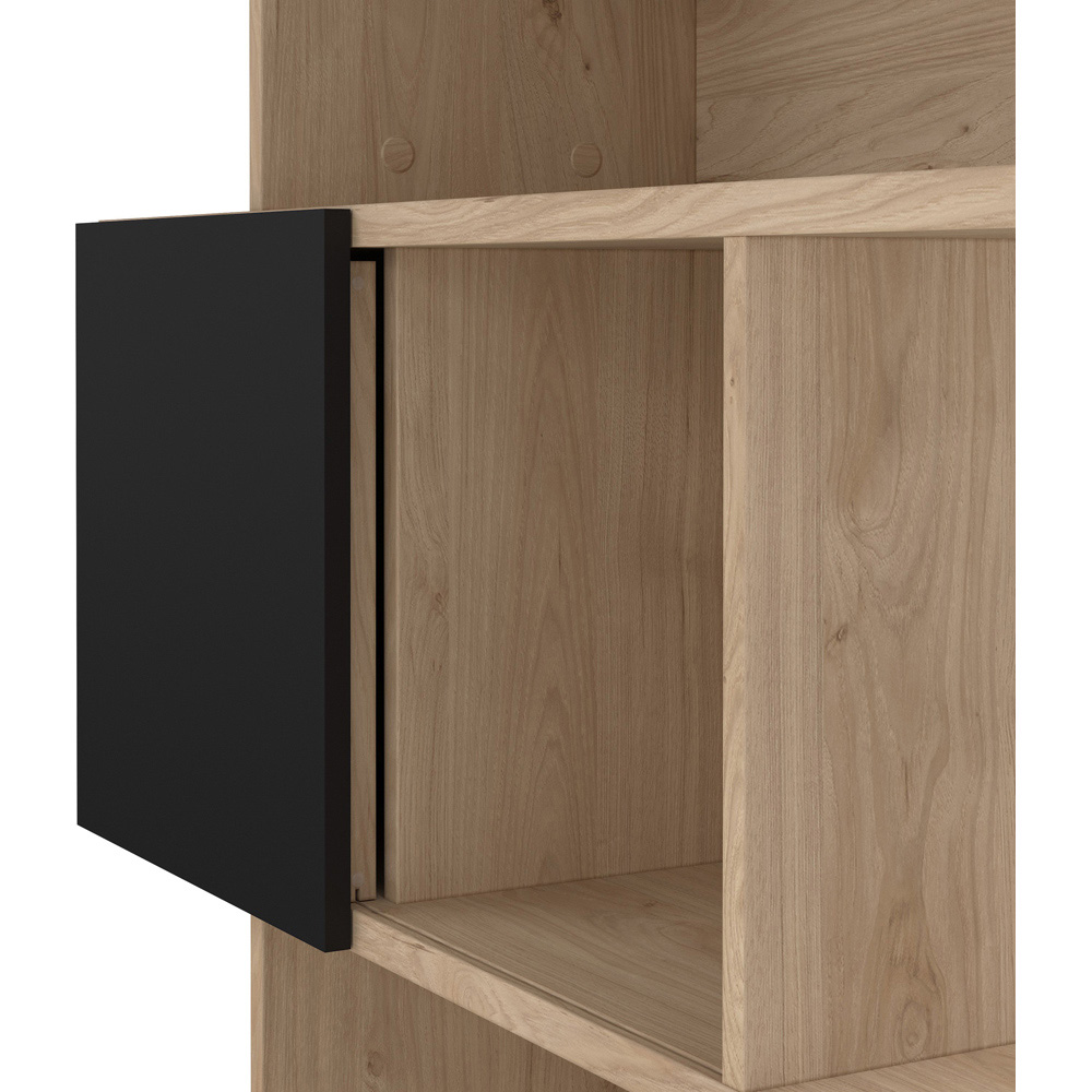 Furniture To Go Maze 3 Door 5 Shelf Jackson Hickory and Black Asymmetrical Bookcase Image 7