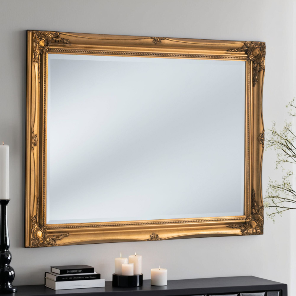 Yearn Gold French Style Bevelled Mirror 116 x 90cm Image 2