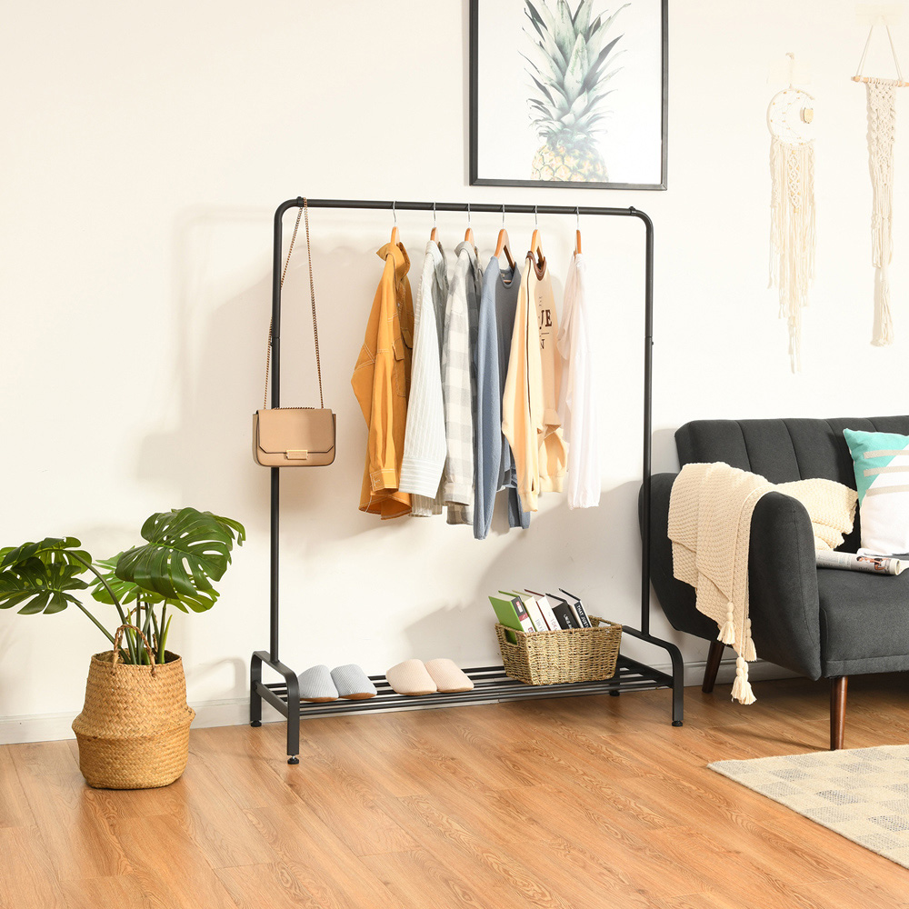 Costway Single Shelf Metal Garment Rack with Hanging Rail Image 2