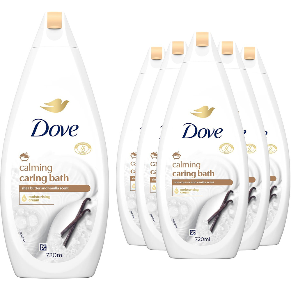 Dove Caring Bath Shea Butter and Vanilla Moisturising Cream Bath Soak 720ml 6 Pack Image 1
