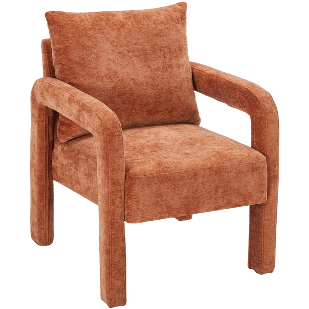 Living and Home Orange Chenille Upholstered Accent Chair with Lumbar Pillow Image 2