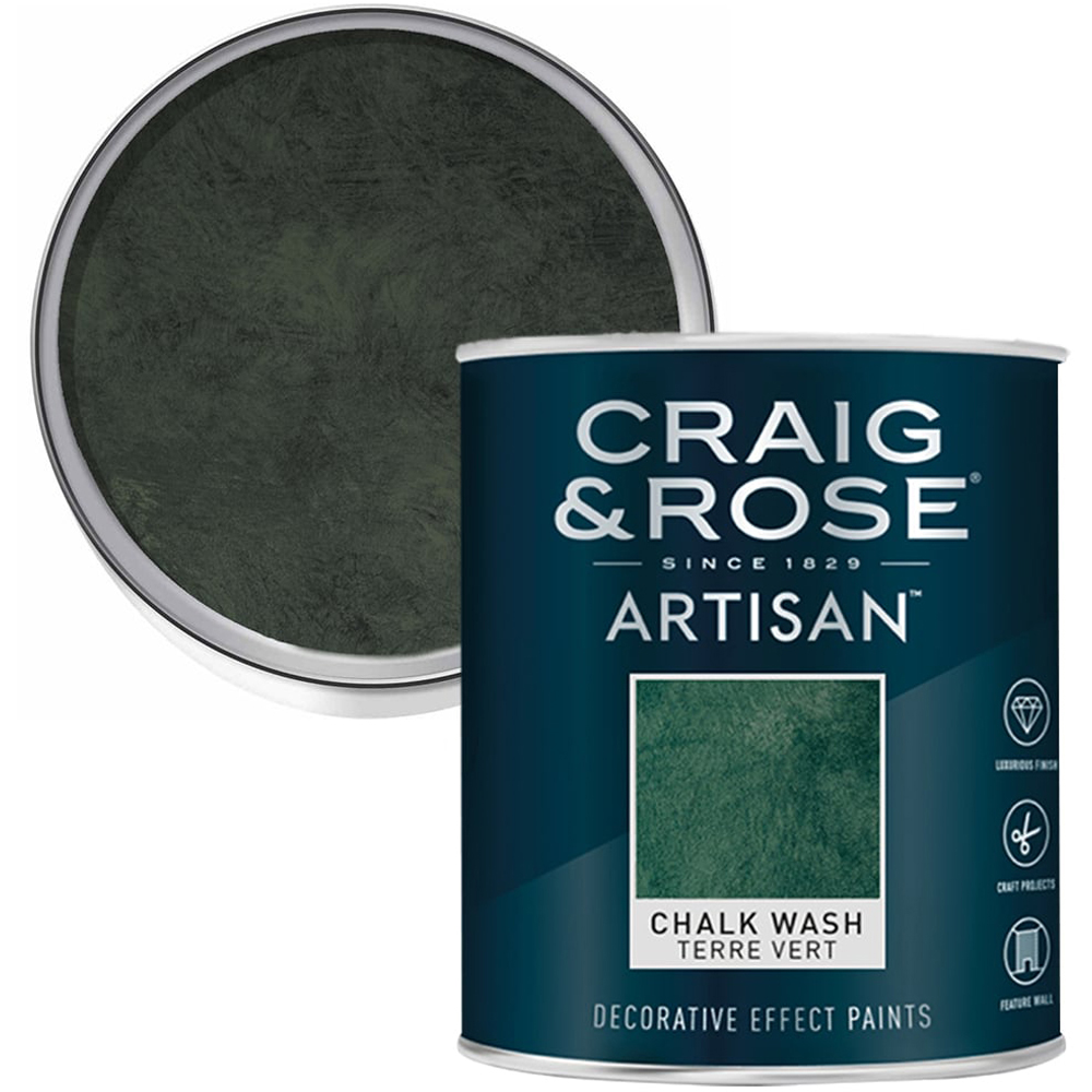 Craig & Rose Artisan Walls & Ceilings Chalk Wash Terre Vert Chalky Paint 750ml Image 1