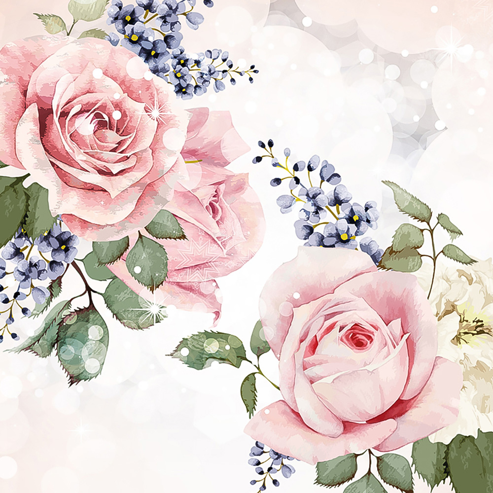 Origin Murals Roses and Sparkles Pink Wall Mural Image 2