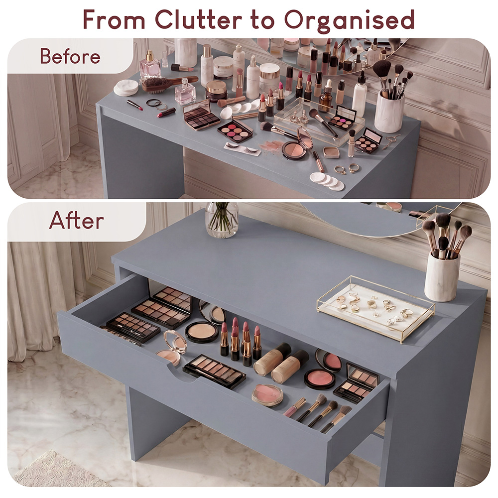 VIDA DESIGNS Single Drawer Grey Dressing Table Image 7