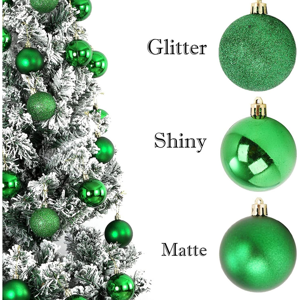 Shatchi 6cm Dark Green Shatterproof Christmas Baubles 6 Pack Image 5