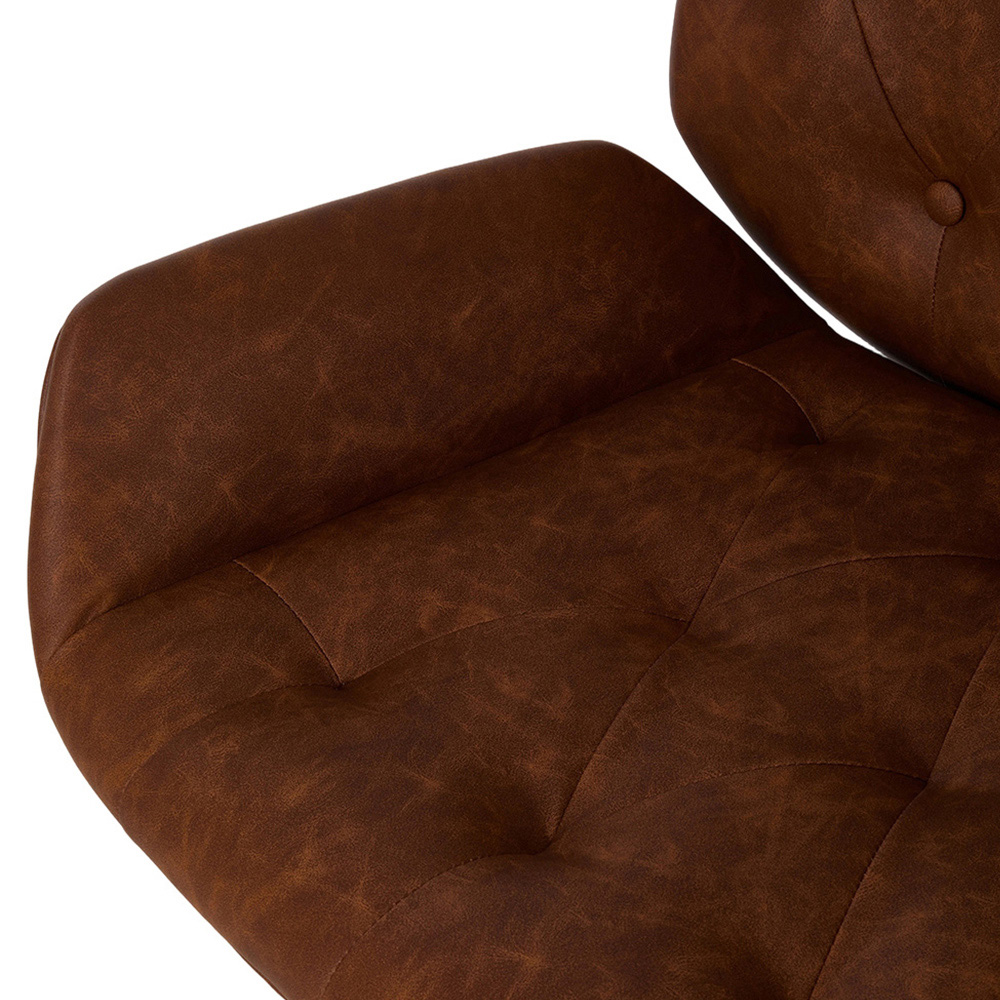 Living and Home Brown PU Leather Swivel and Adjustable Retro Office Chair Image 6