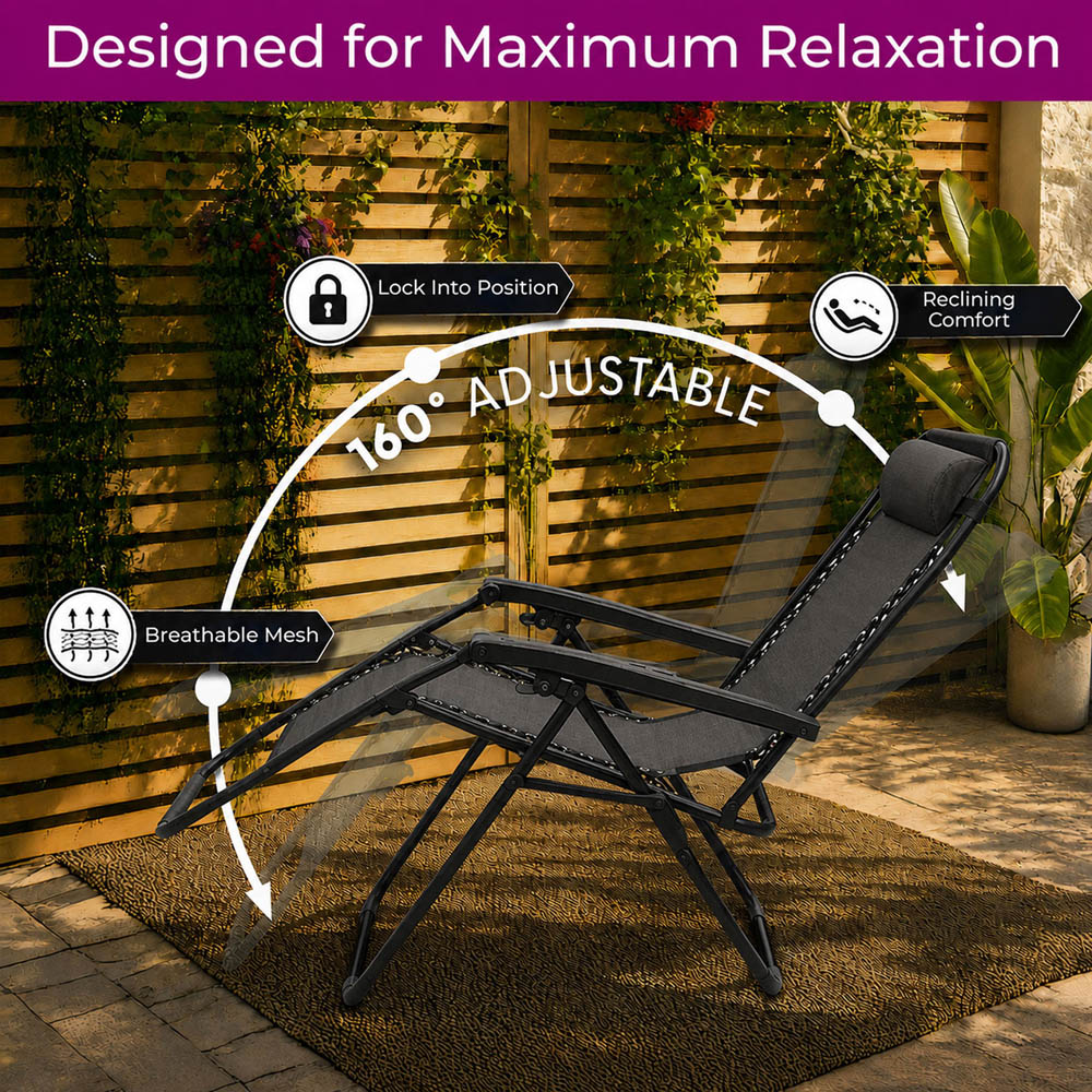 Neo Set of 2 Black Zero Gravity Loungers Image 6