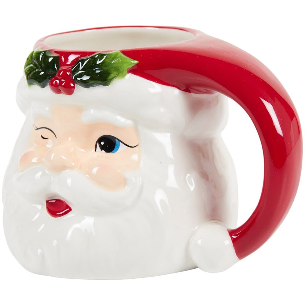 Winking Santa Mug Red and White Image 3