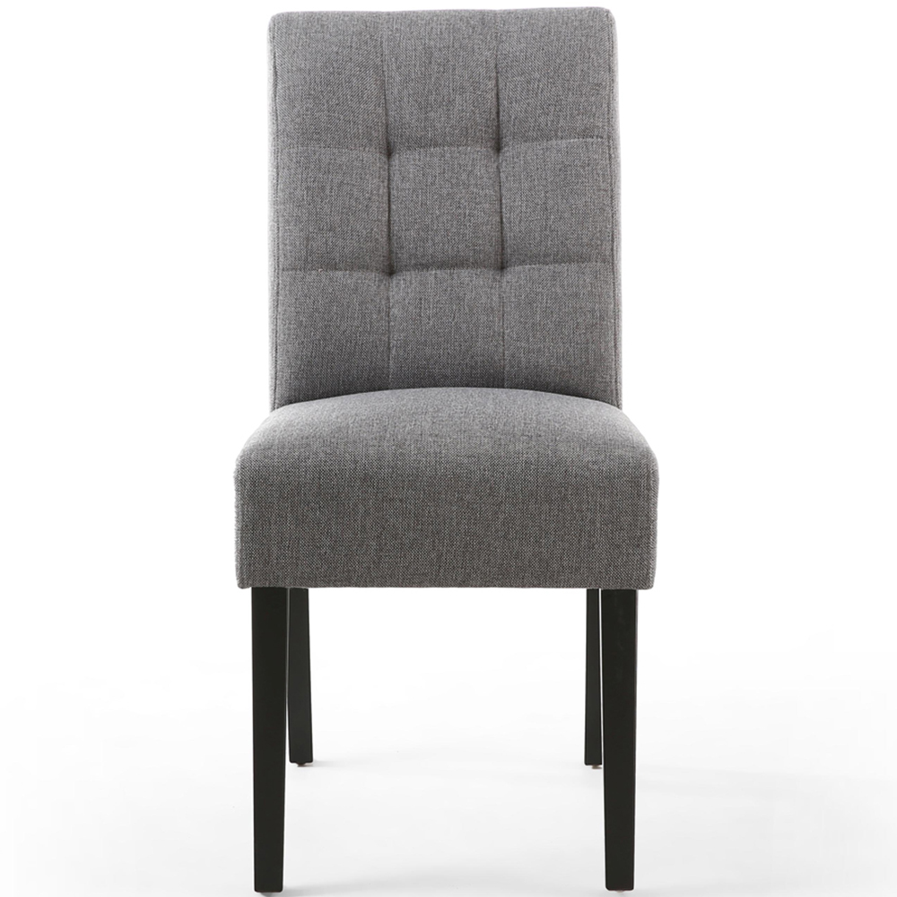 Portland Harlow Steel Grey Linen Black Legs Waffle Back Dining Chair Image 4