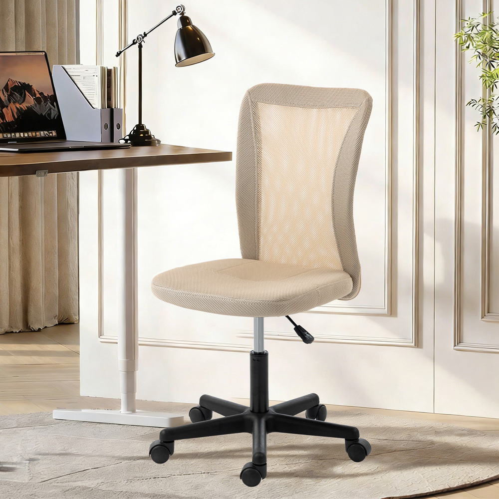 Vinsetto Beige Adjustable Armless Swivel Office Chair Image 3