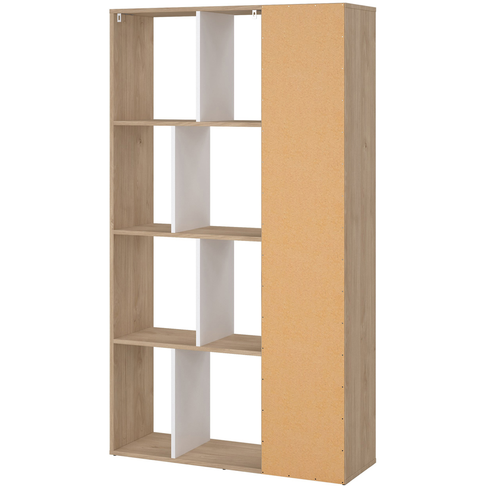 Furniture To Go Maze Single Door 8 Shelf Jackson Hickory and White High Gloss Bookcase Image 6