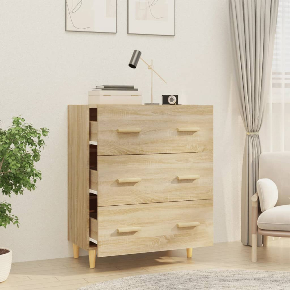 vidaXL 3 Drawer Sonoma Oak Sideboard Image 6