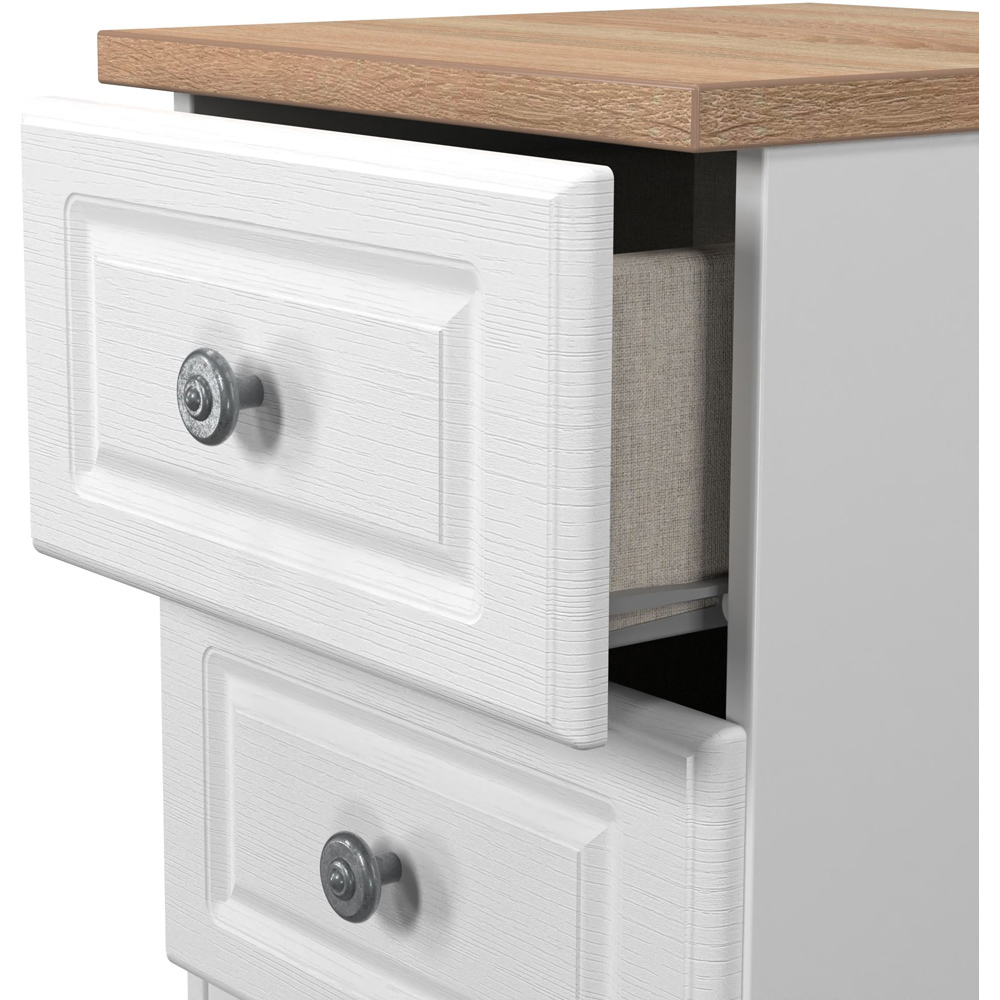 Crowndale Norfolk 2 Drawer White Ash and Bardolino Oak Compact Bedside Cabinet Ready Assembled Image 5