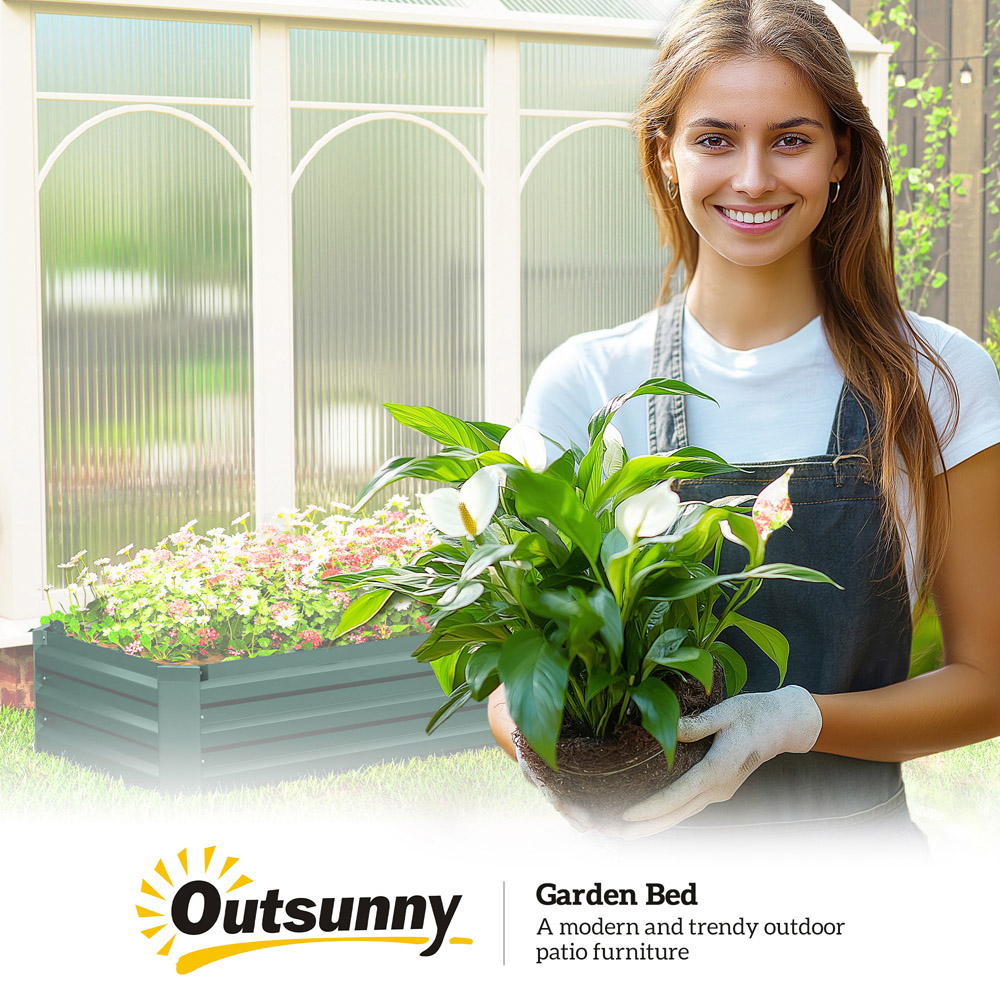 Outsunny Green Steel Galvanised Raised Garden Bed 30 x 60 x 240cm Image 8