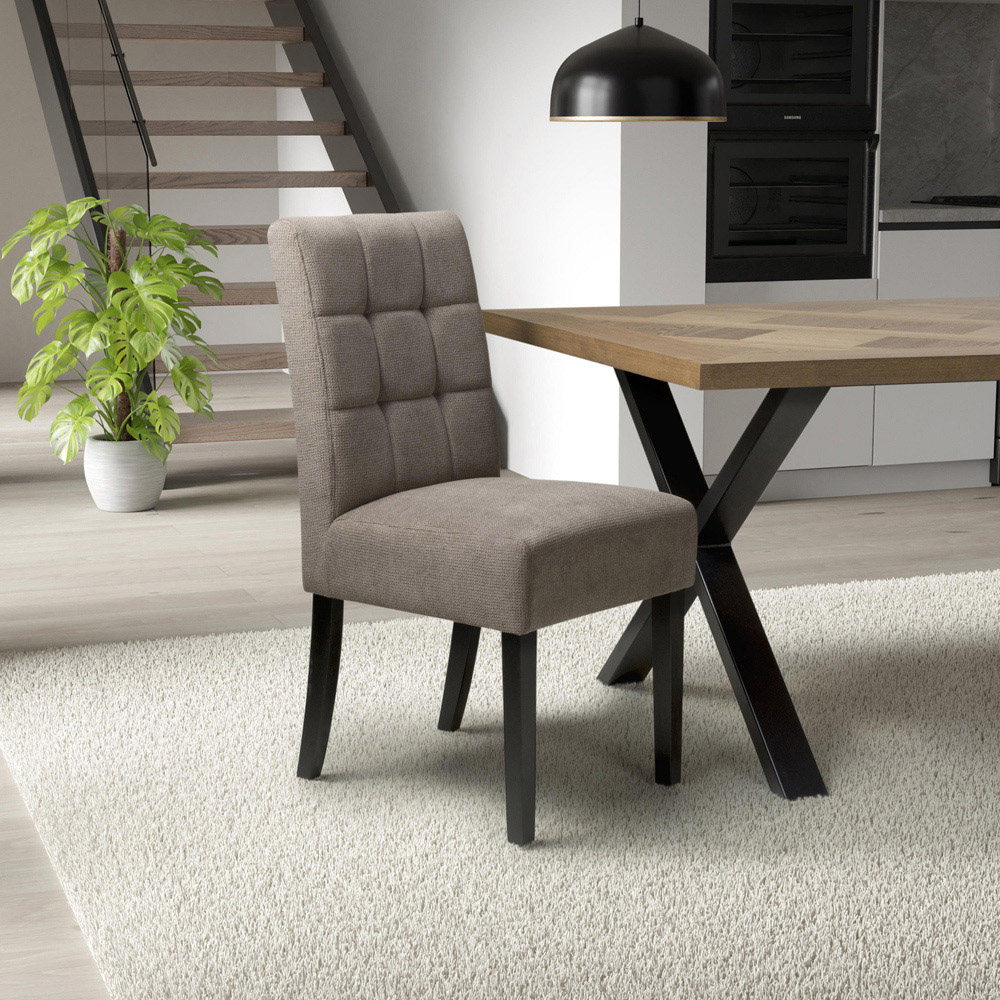Portland Harlow Light Brown Flax Black Legs Waffle Back Dining Chair Image 7
