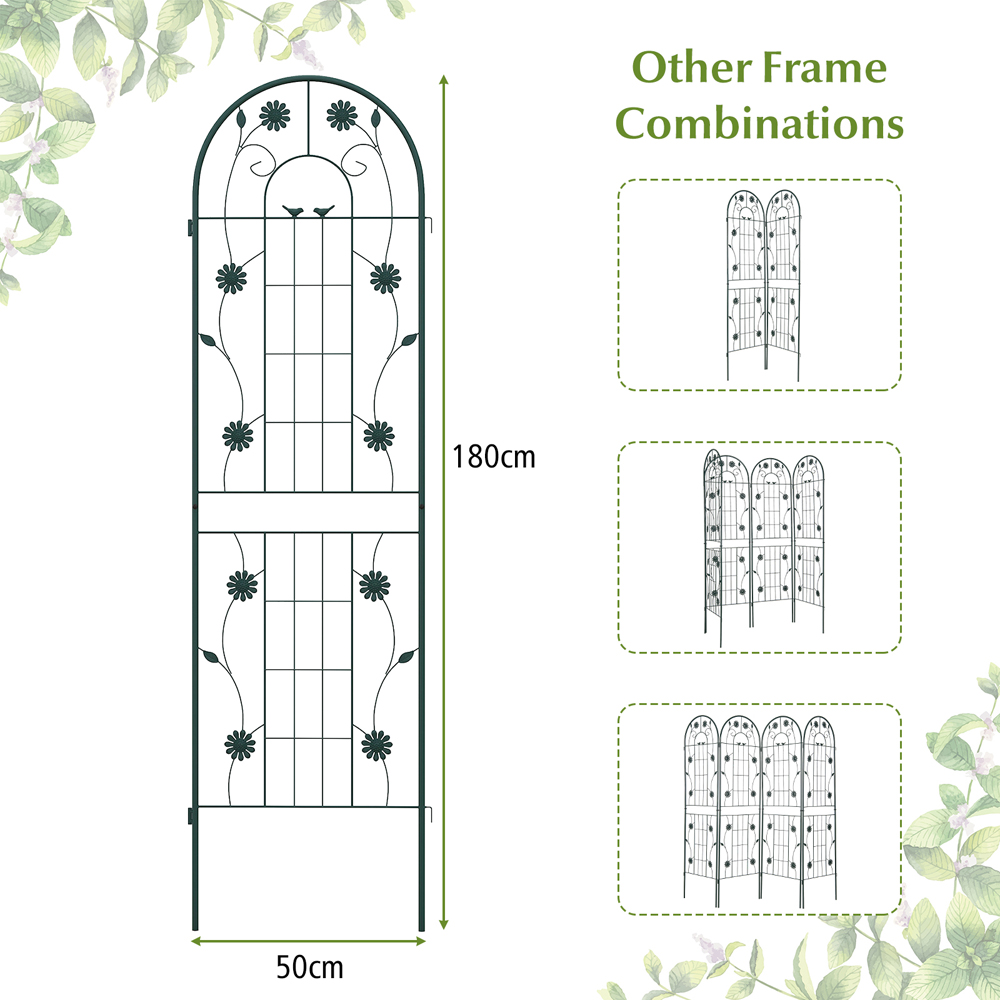 Costway Green Metal Garden Trellis 180 x 50cm 2 Pack Image 8