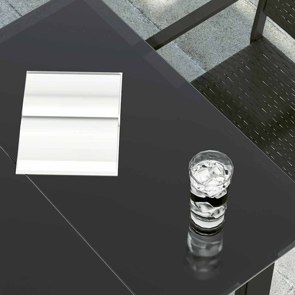 vidaXL 6 Seater Black Steel and Tempered Glass Dining Table Image 5