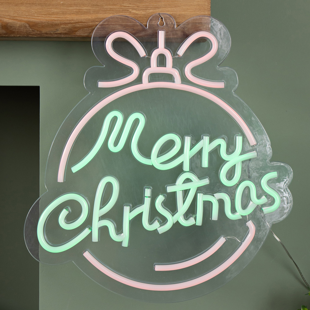 Samuel Alexander Red and Green Neon Flex Merry Christmas Light Up Decoration Image 3