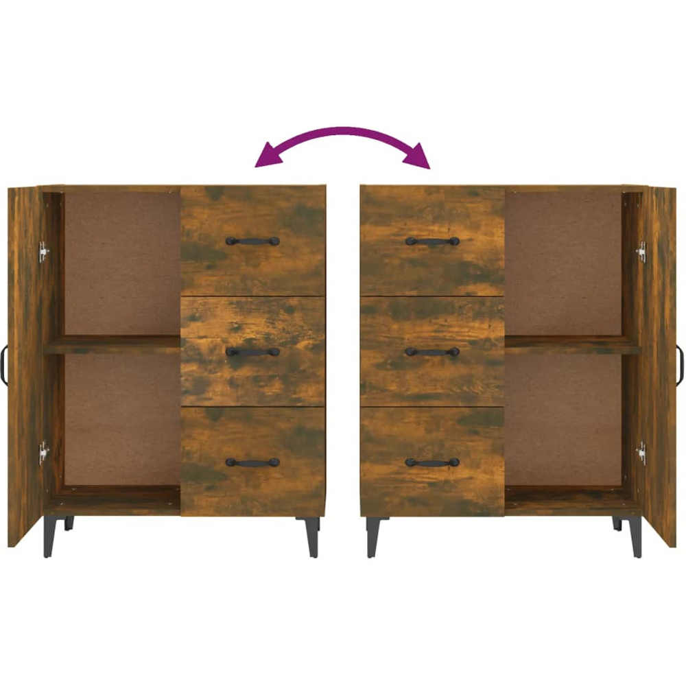 vidaXL Single Door 3 Drawer Smoked Oak Sideboard Image 8