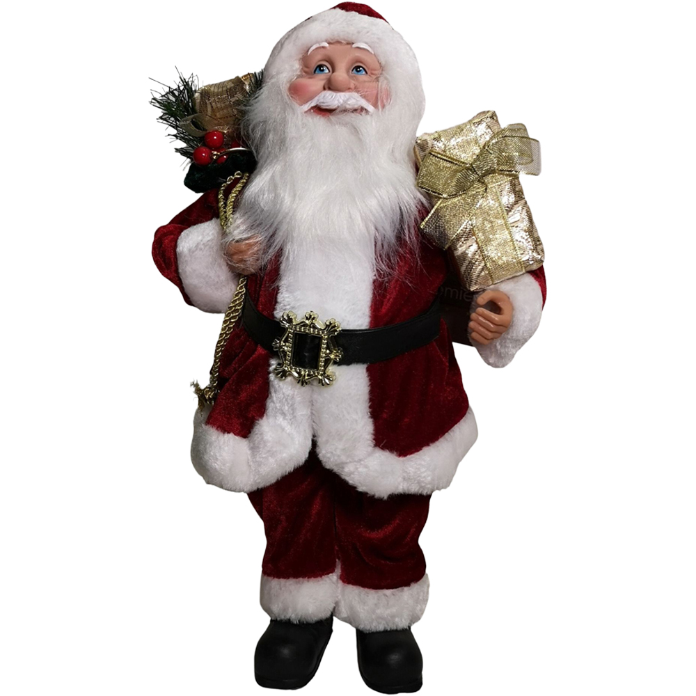 Samuel Alexander Red Standing Santa with Gift Sack Christmas Decoration 40cm Image 1