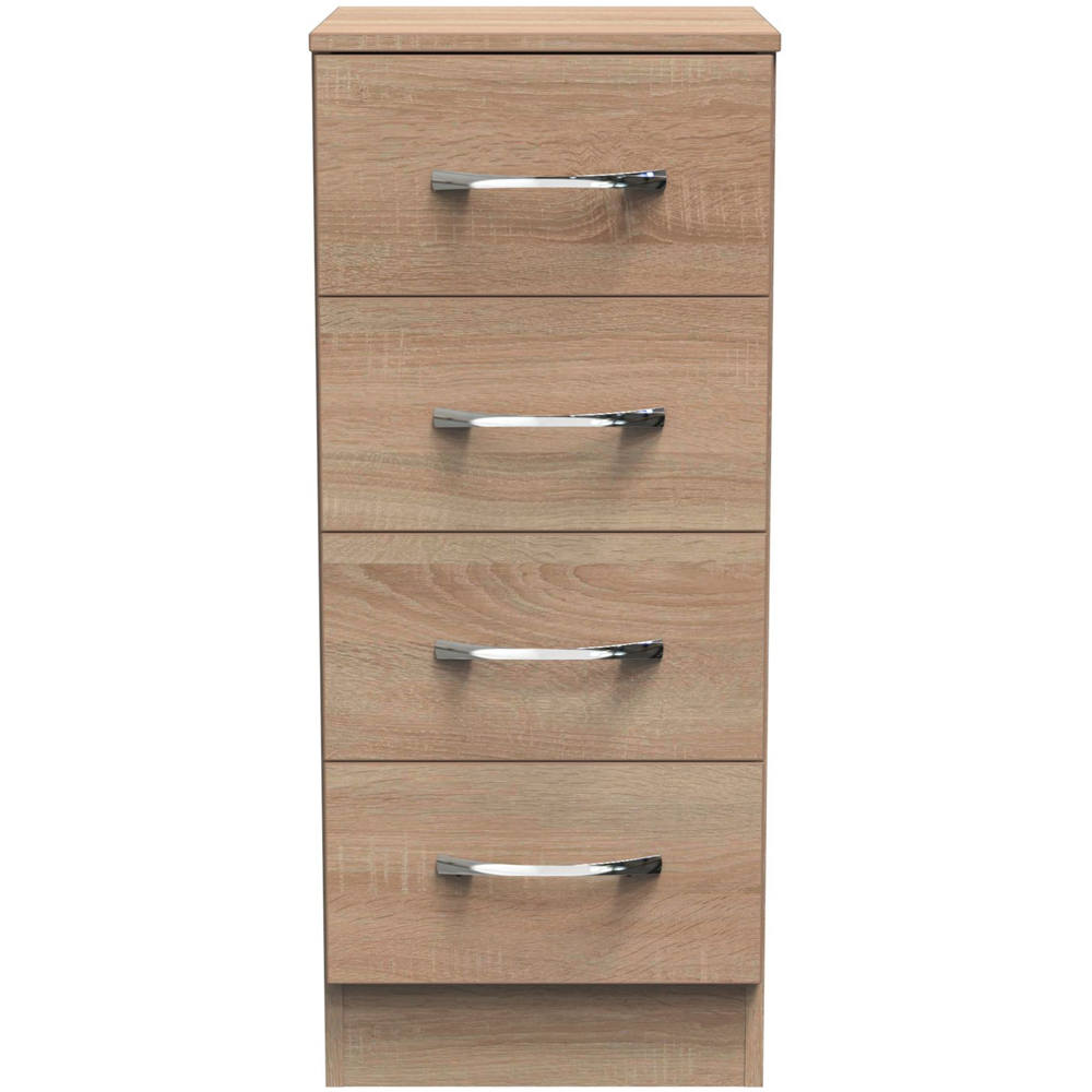 Crowndale Avin 4 Drawer Bardolino Oak Bedside Cabinet Image 3