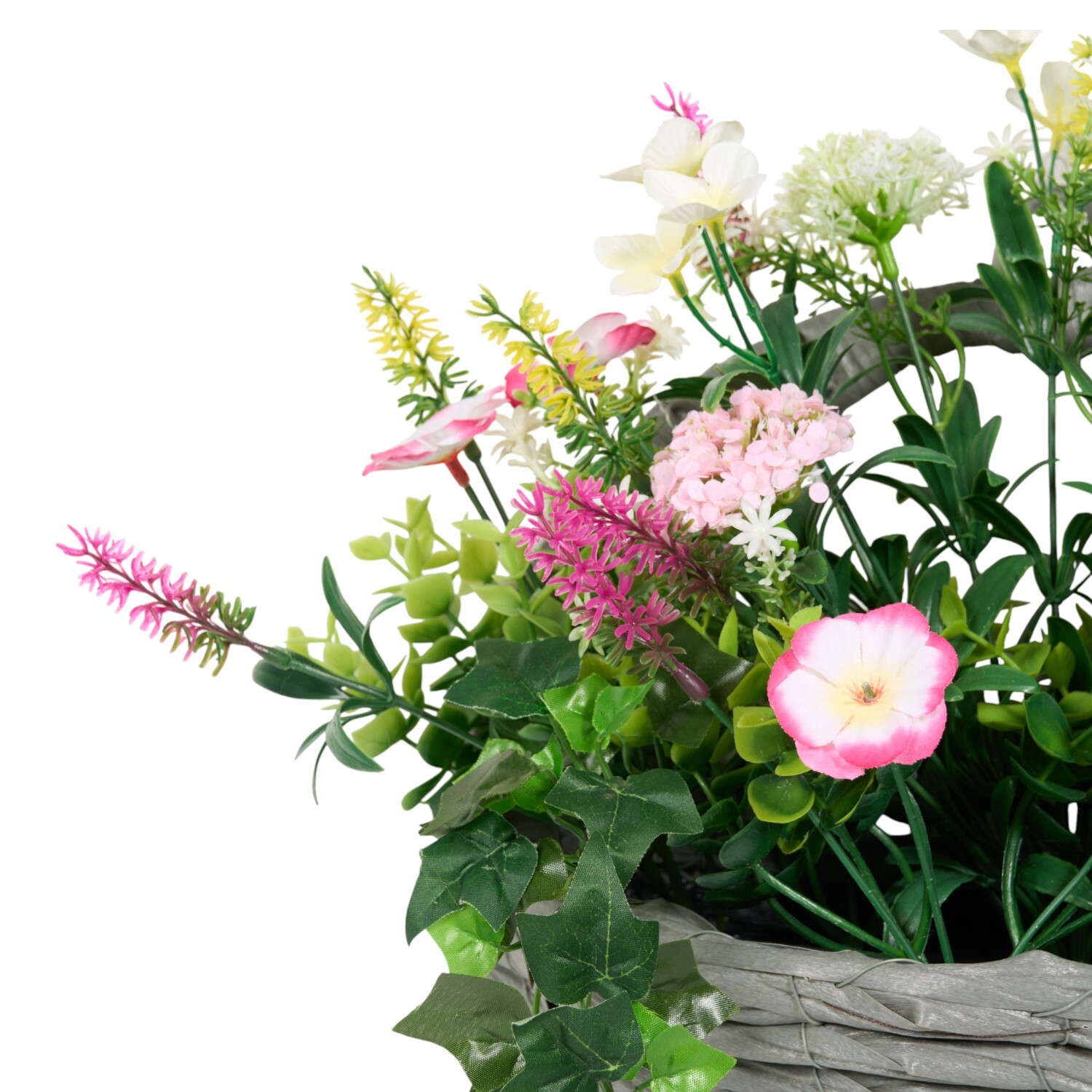 Faux Floral Hanging Ivy Wall Basket Image 5