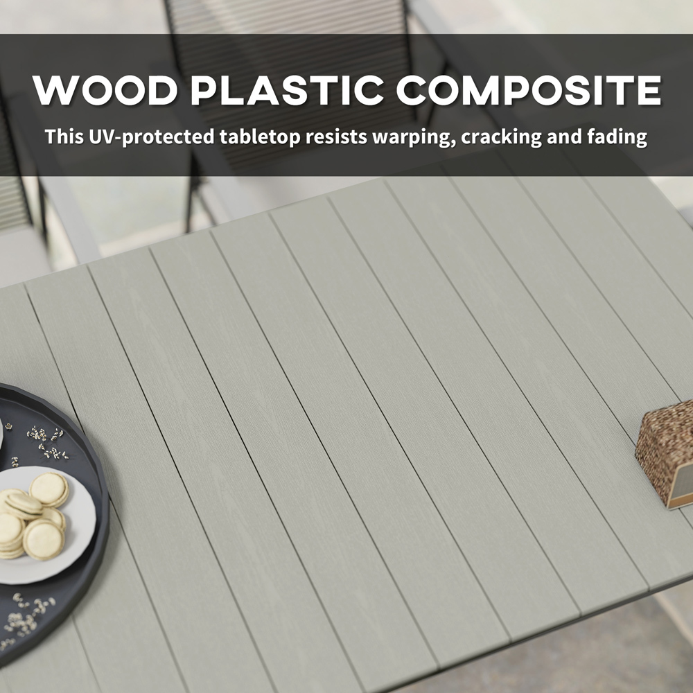 Outsunny 6 Seater Rattan Garden Dining Set Grey Image 8