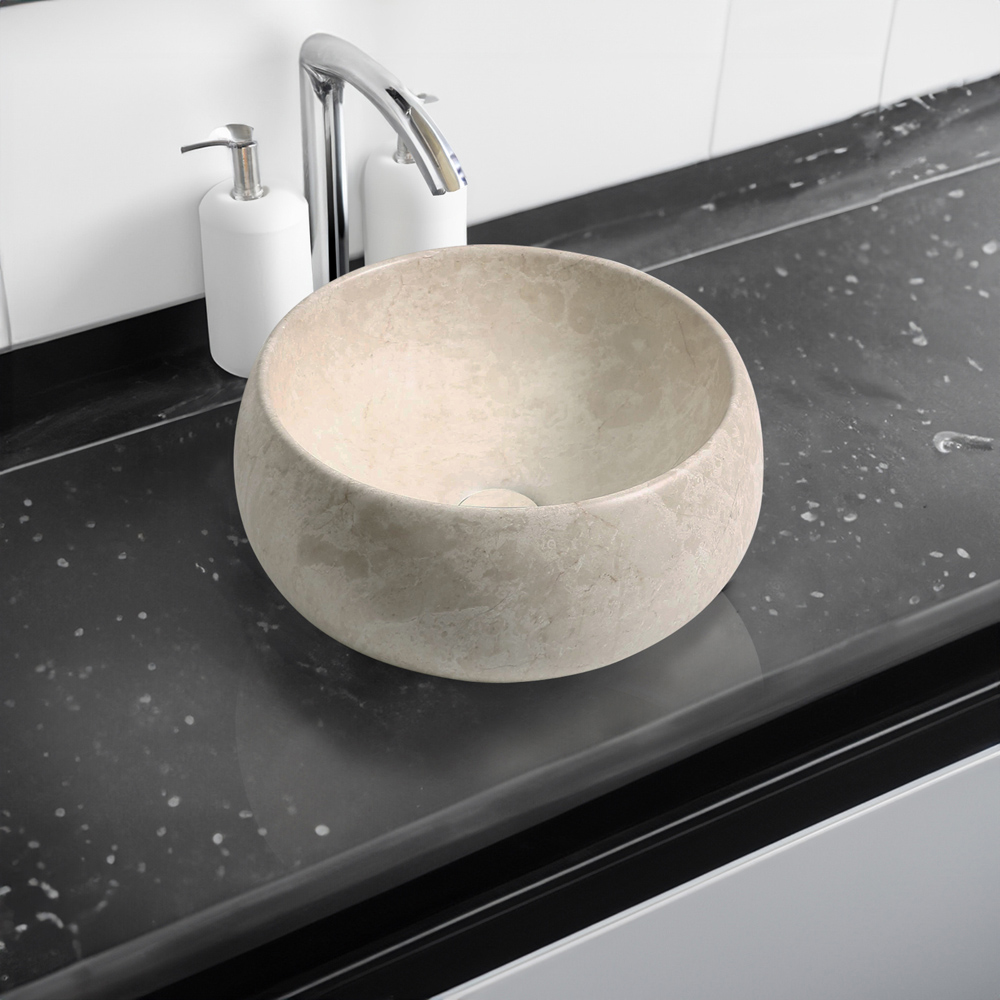 Limoge Stone Effect Domed Round Countertop Basin 400mm Image 2
