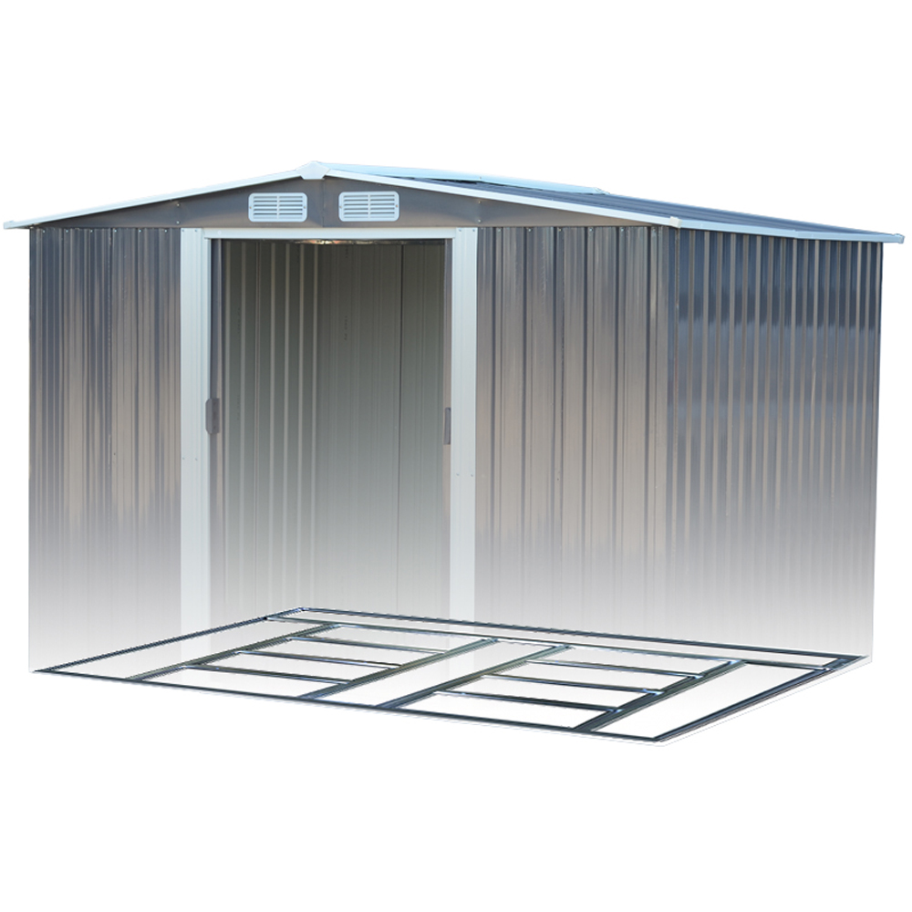 Living and Home 10 x 8ft Anthracite Metal Apex Garden Storage Shed Image 4