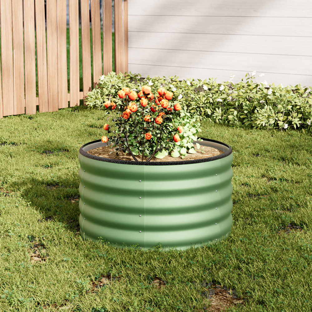 Living and Home Green Round Galvanised Steel Raised Garden Bed 80 x 40cm Image 2