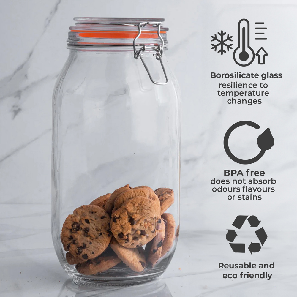Neo 1500ml Scandi Glass Storage Jar 3 Pack Image 7