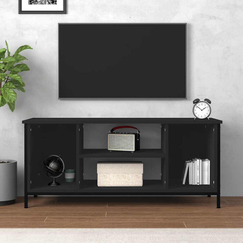 vidaXL 4 Shelf Black TV Cabinet Image 8