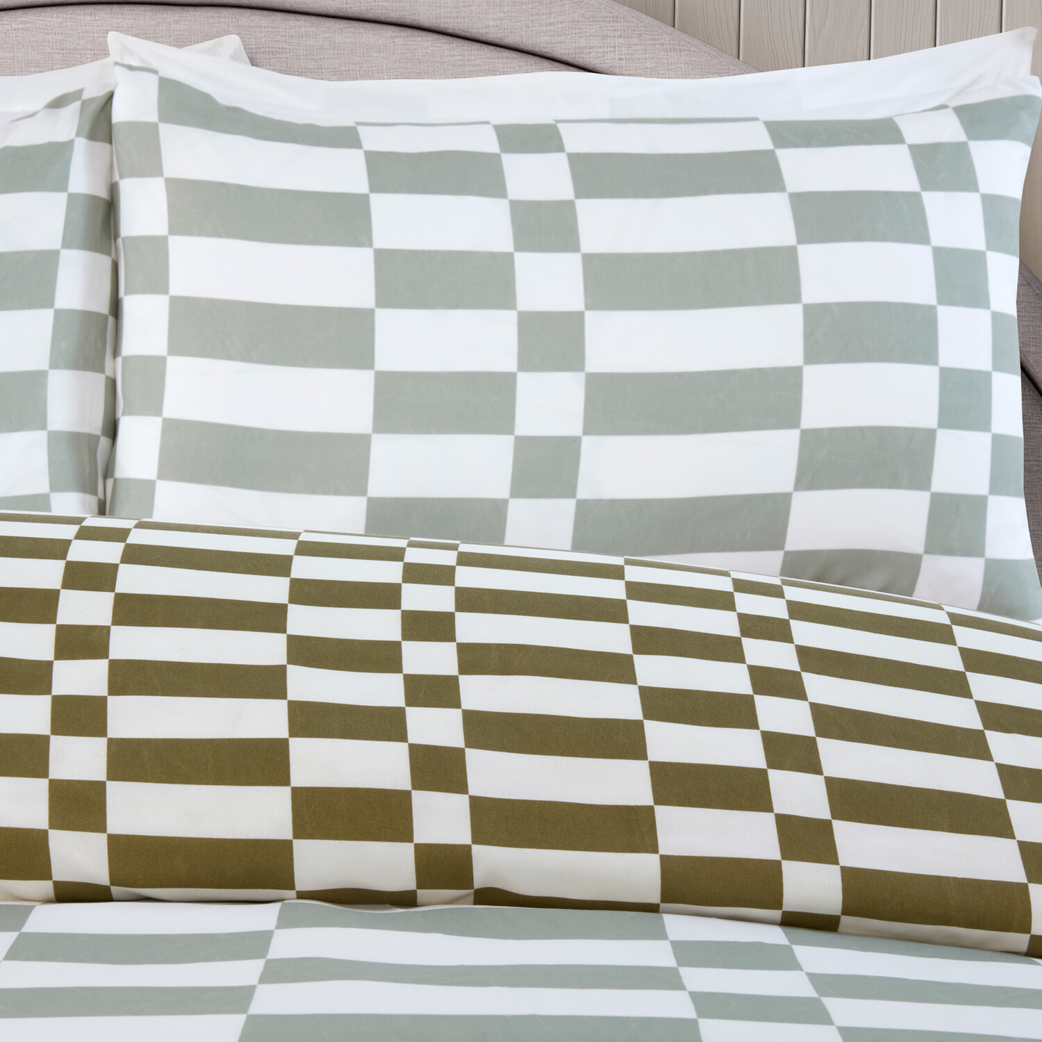 Berlin Check Duvet Set Sage Double Image 5
