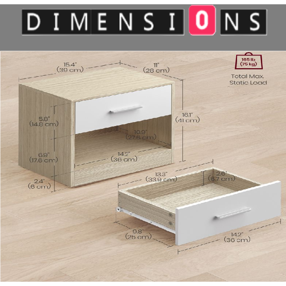 Modcraft Single Drawer Single Shelf Bedside Table Set of 2 Image 6