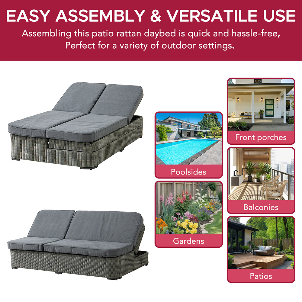 Sunjoy 2 Person Grey Patio Lounge Chair Image 8