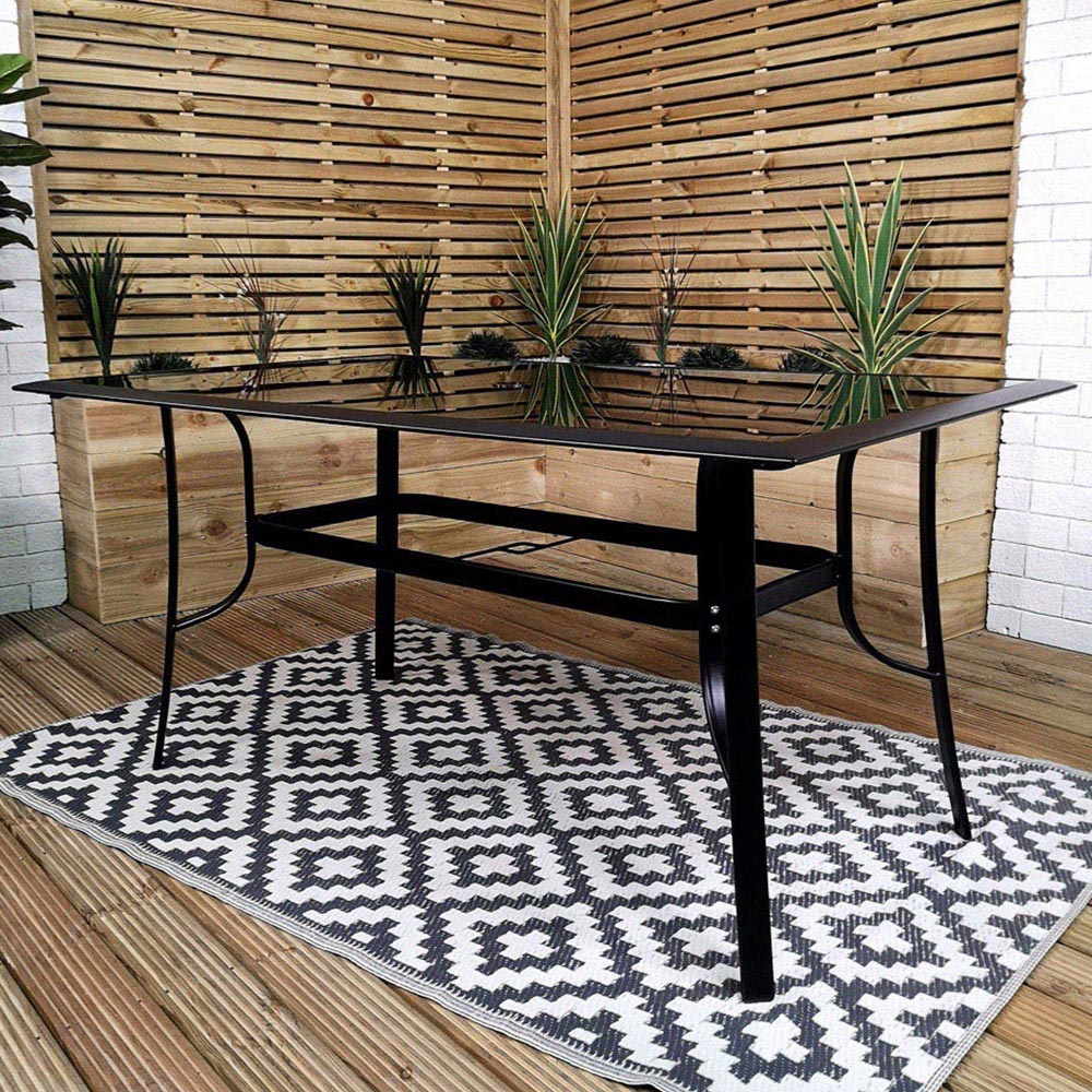 Samuel Alexander 6 Seater Rectangular Garden Patio Table Black Image 1