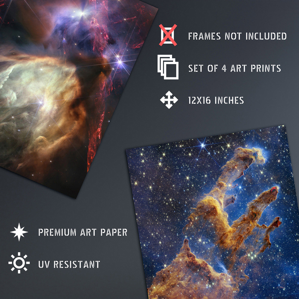 Artery8 NASA James Webb Space Telescope Rho Ophiuchi Pillars Wall Art Print 30 x 41cm 4 Pack Image 4