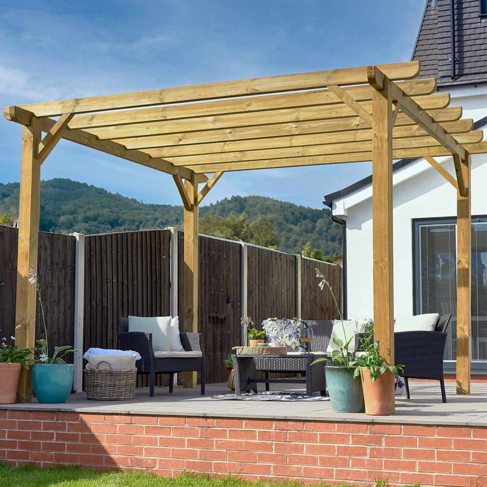 Forest Garden 3.6 x 3.6m Ultima Timer Premium Pergola Image 1