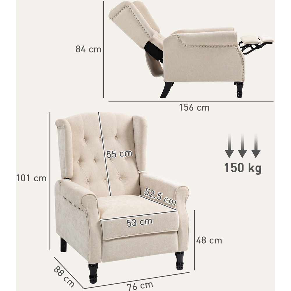 HOMCOM Beige Manual Recliner Armchair Recliner with Footrest Image 9
