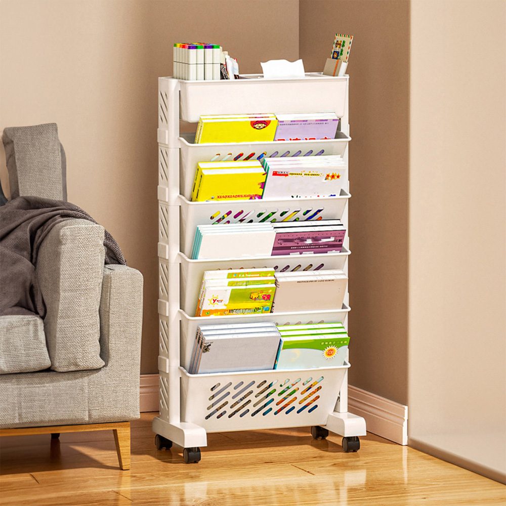 Living and Home Beige Rolling Storage Cart with Castors Image 2