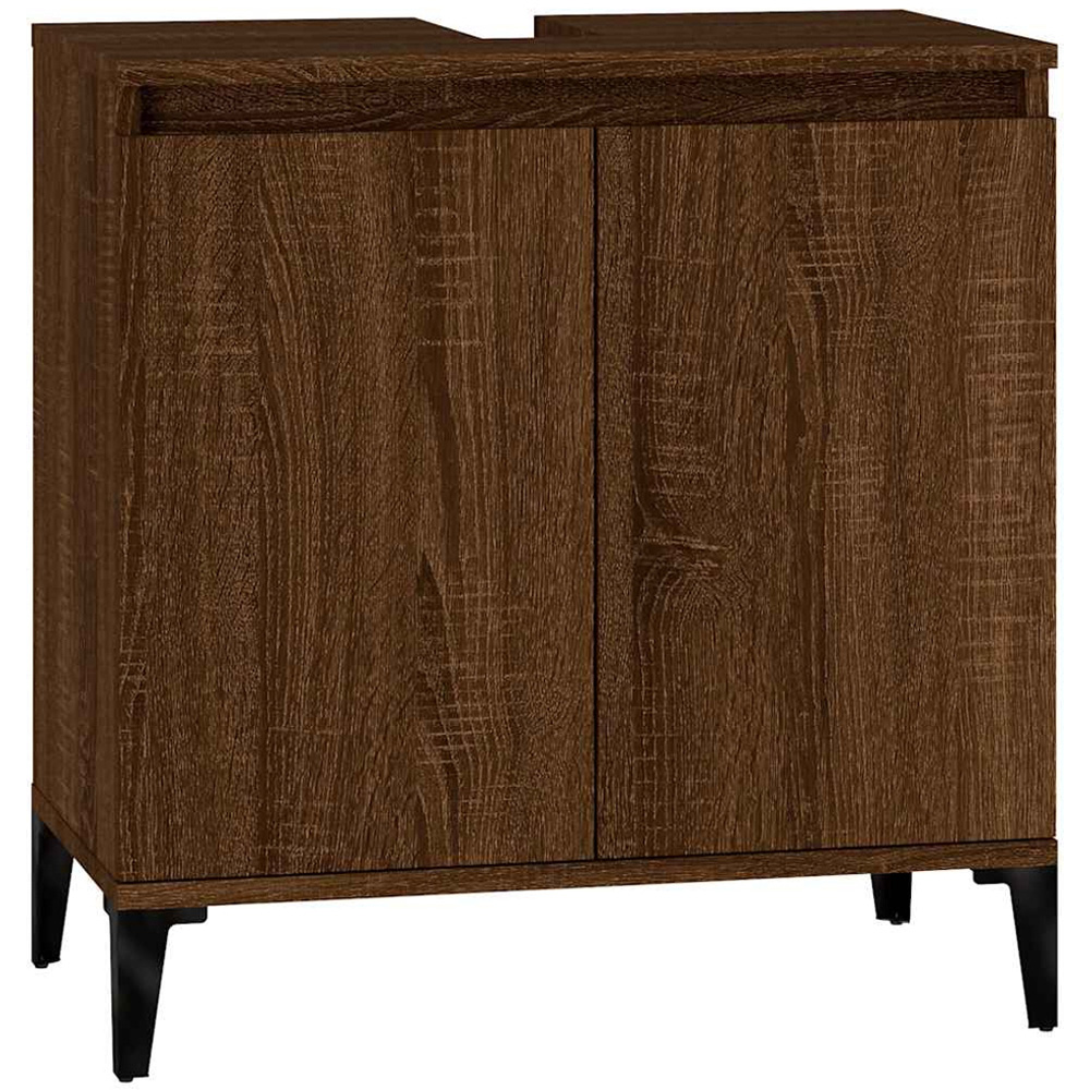 vidaXL 2 Door Wood Brown Oak Washbasin Cabinet Image 3