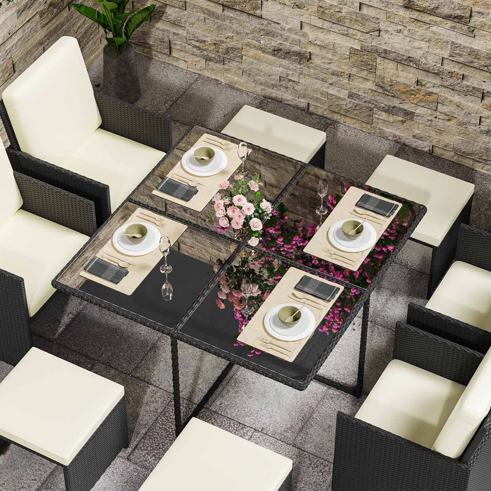 Rattrix 8 Seater Black Rattan Garden Dining Furniture Set Image 5