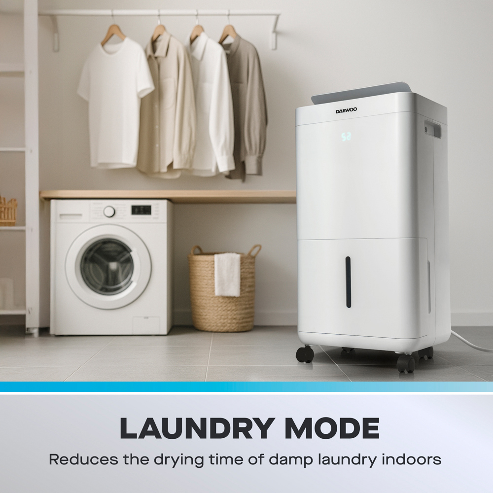 Daewoo White Dehumidifier with Air Purifier and HAF Filter 12L Image 3