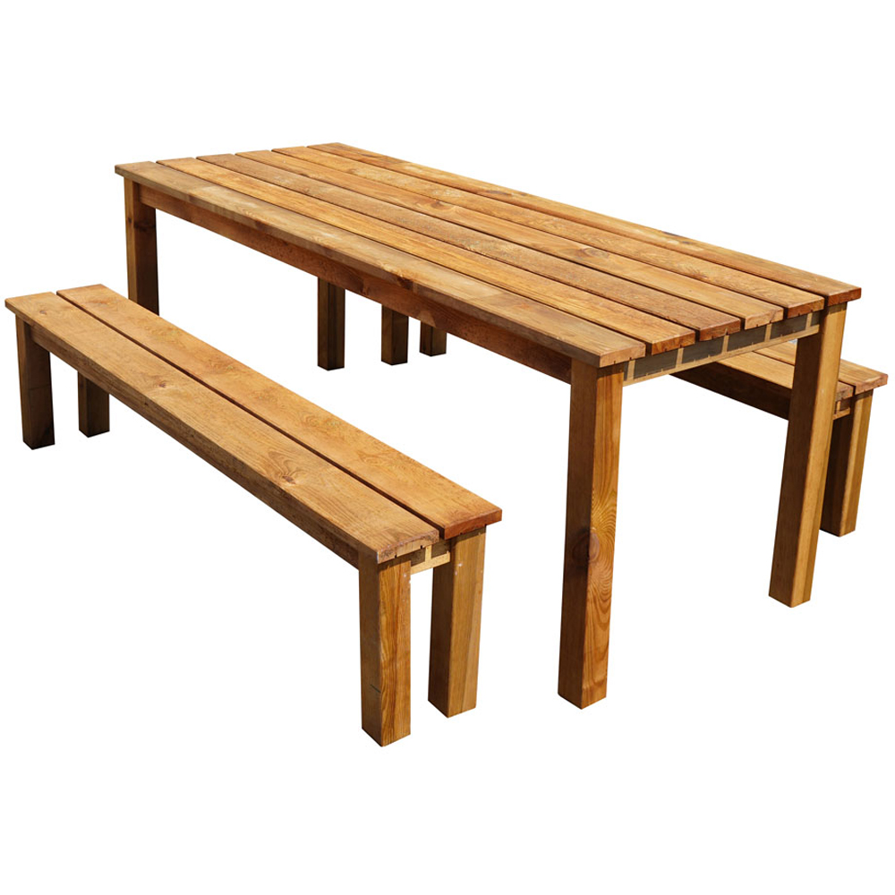 Cerland Banket 6 Seater Wooden Garden Dining Bench Set Image 2