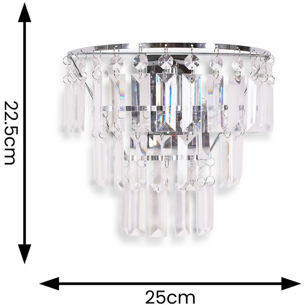 ValueLights Kelsks Clear Acrylic Jewel Droplet Chrome Wall Light with LED Bulb 2 Pack Image 4